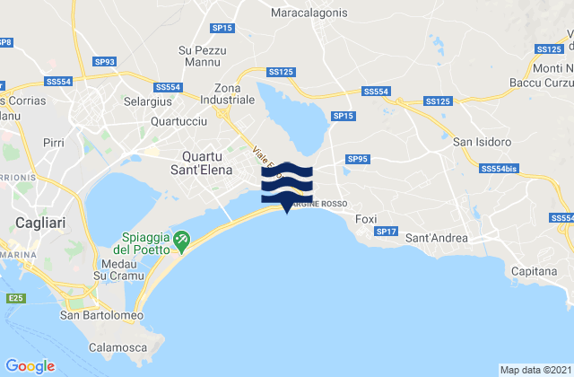 Mapa da tábua de marés em Sinnai, Italy