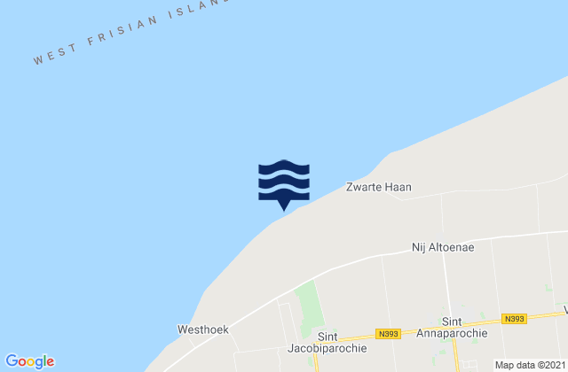 Mapa da tábua de marés em Sint Jacobiparochie, Netherlands
