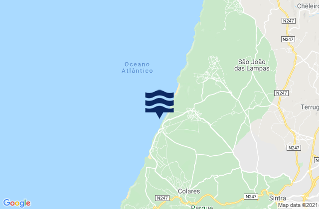 Mapa da tábua de marés em Sintra, Portugal