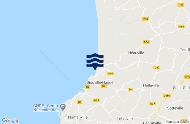Mapa da tábua de marés em Siouville, France
