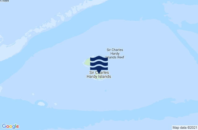 Mapa da tábua de marés em Sir Chas Hardy Island, Australia