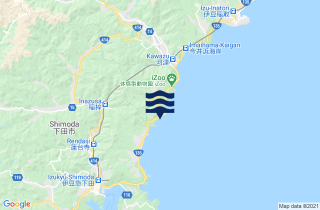 Mapa da tábua de marés em Sirahama (Izu), Japan