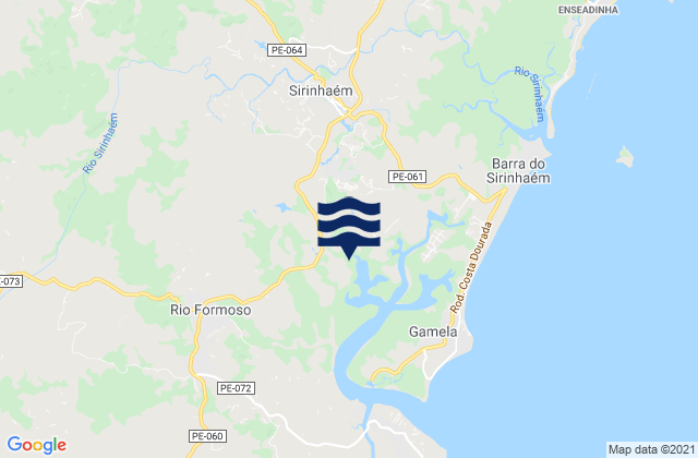 Mapa da tábua de marés em Sirinhaém, Brazil