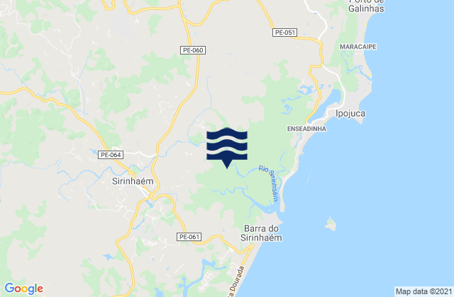Mapa da tábua de marés em Sirinhaém, Brazil