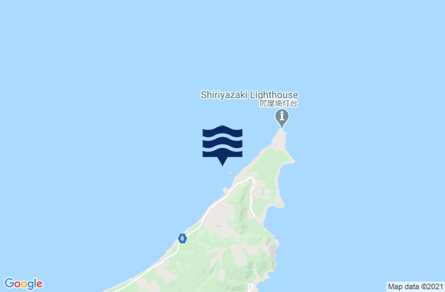 Mapa da tábua de marés em Siriyamisaki, Japan