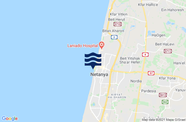 Mapa da tábua de marés em Sironit Beach, Palestinian Territory
