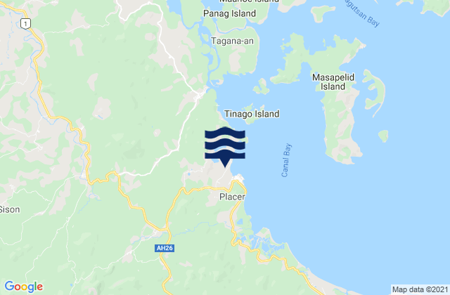 Mapa da tábua de marés em Sison, Philippines