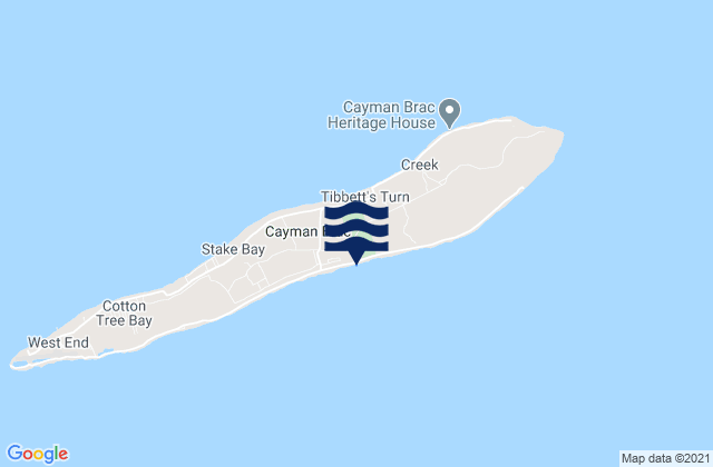 Mapa da tábua de marés em Sister Island, Cayman Islands