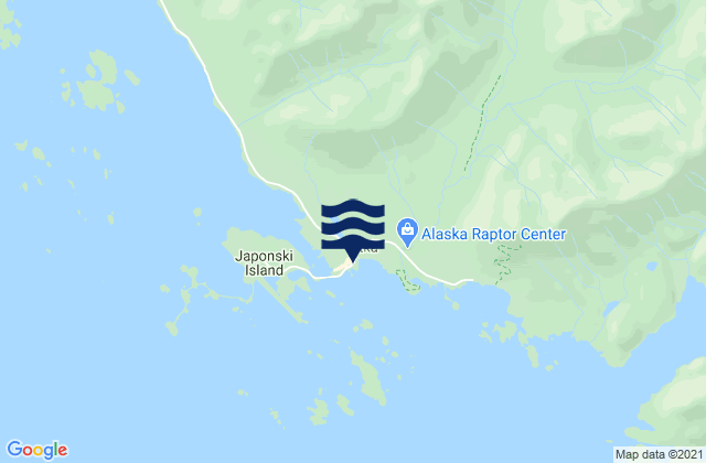 Mapa da tábua de marés em Sitka Harbor channel off Harbor Island, United States