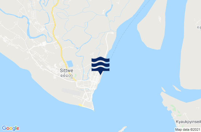 Mapa da tábua de marés em Sittwe (Akyab), Myanmar