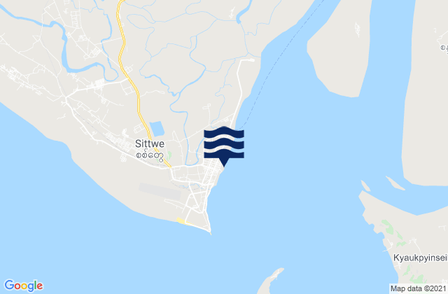 Mapa da tábua de marés em Sittwe, Myanmar
