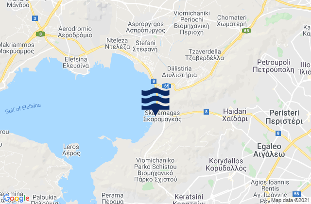 Mapa da tábua de marés em Skarmagkás, Greece