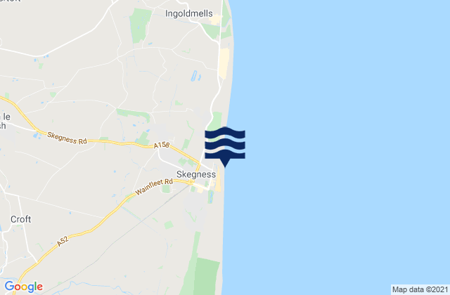 Mapa da tábua de marés em Skegness Beach, United Kingdom