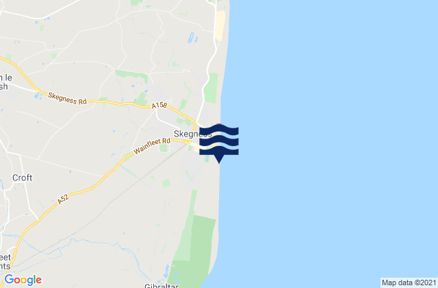 Mapa da tábua de marés em Skegness, United Kingdom