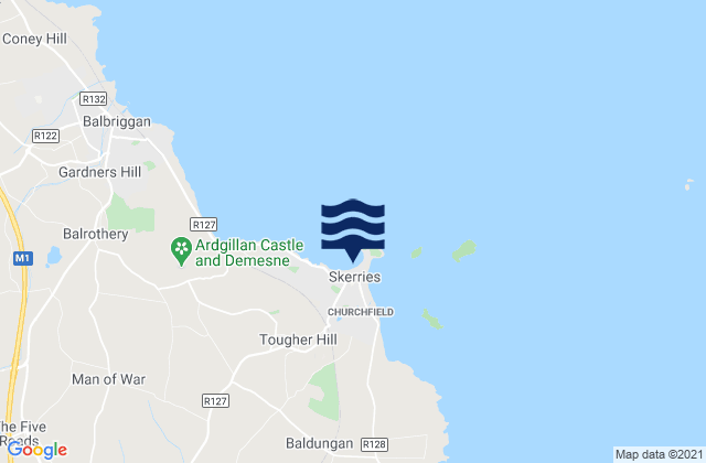 Mapa da tábua de marés em Skerries, Ireland