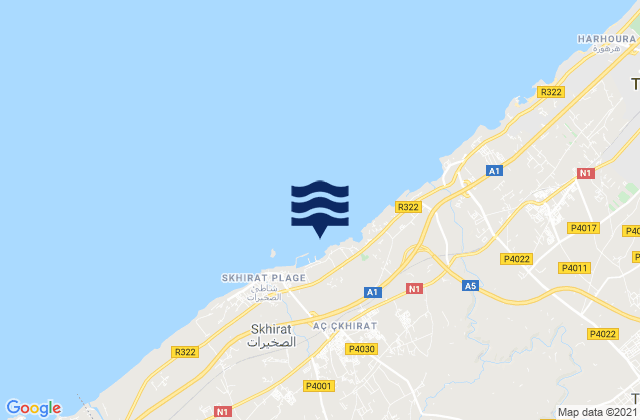 Mapa da tábua de marés em Skhirate, Morocco