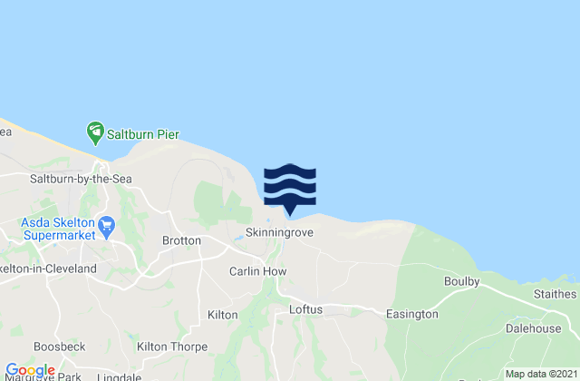 Mapa da tábua de marés em Skinningrove, United Kingdom