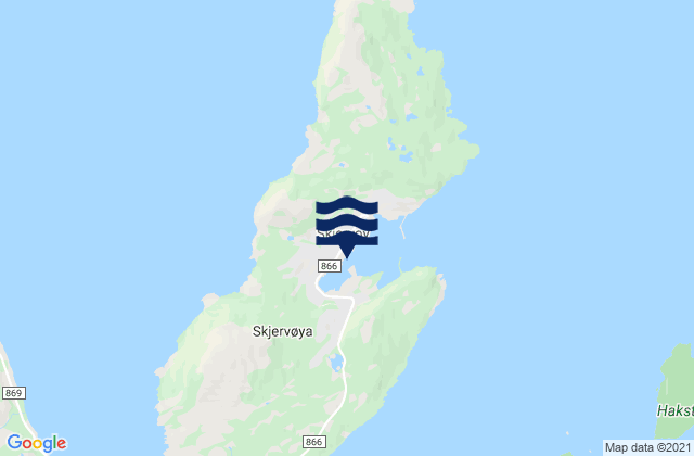 Mapa da tábua de marés em Skjervøy, Norway