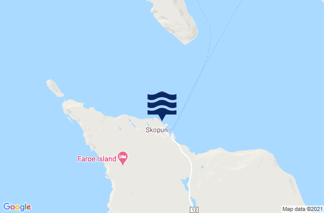 Mapa da tábua de marés em Skopun, Faroe Islands