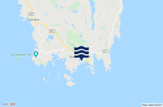 Mapa da tábua de marés em Skudeneshavn, Norway
