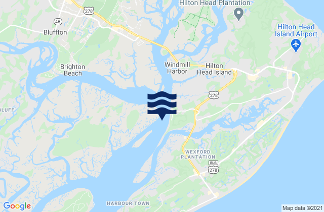 Mapa da tábua de marés em Skull Creek (South Entrance Hilton Head Island), United States