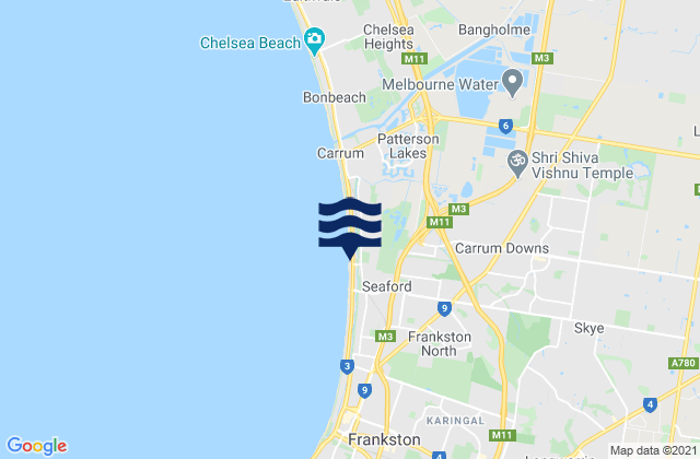 Mapa da tábua de marés em Skye, Australia
