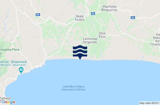 Mapa da tábua de marés em Skála, Greece