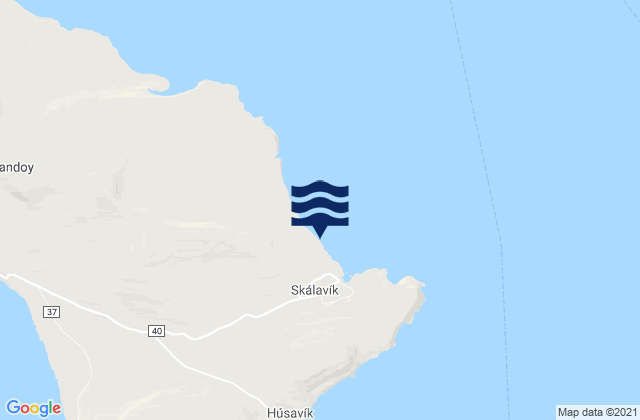 Mapa da tábua de marés em Skálavík, Faroe Islands