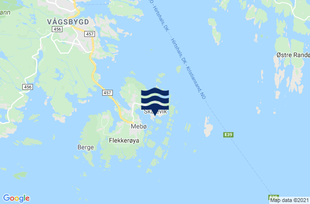 Mapa da tábua de marés em Skålevik, Norway