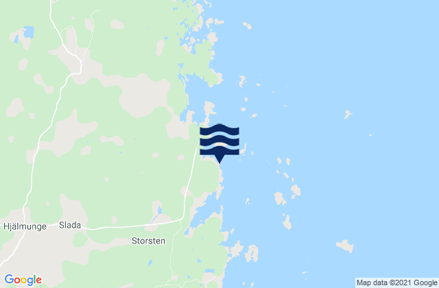 Mapa da tábua de marés em Slada Hamn, Sweden