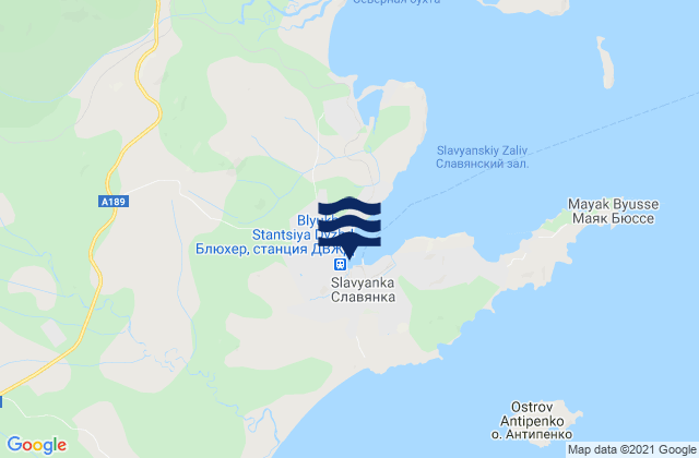 Mapa da tábua de marés em Slavyanski Bay, Russia