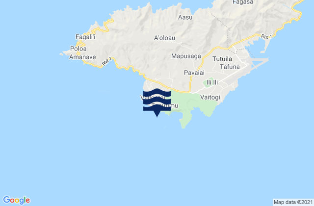 Mapa da tábua de marés em Sliding Rock, American Samoa