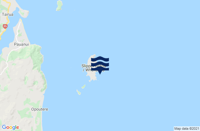 Mapa da tábua de marés em Slipper Island (Whakahau), New Zealand