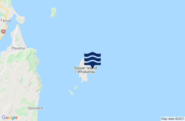 Mapa da tábua de marés em Slipper Island, New Zealand
