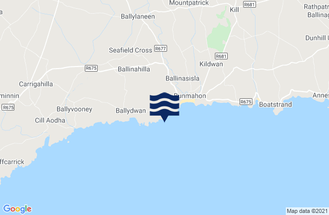 Mapa da tábua de marés em Slippery Island, Ireland