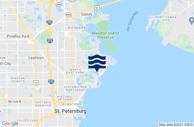 Mapa da tábua de marés em Smacks Bayou, United States