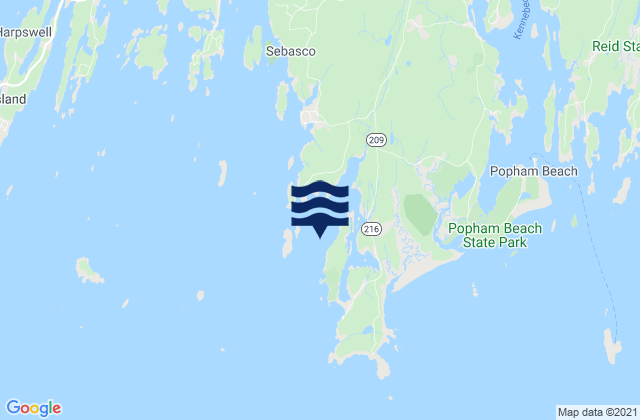Mapa da tábua de marés em Small Point Harbor, United States
