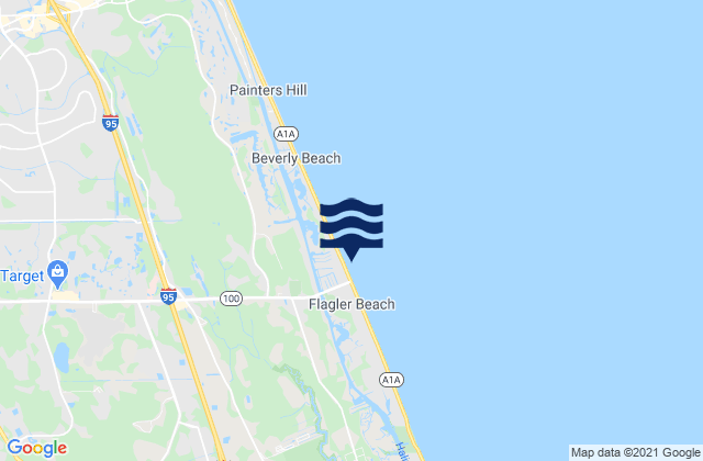 Mapa da tábua de marés em Smith Creek (Flagler Beach), United States