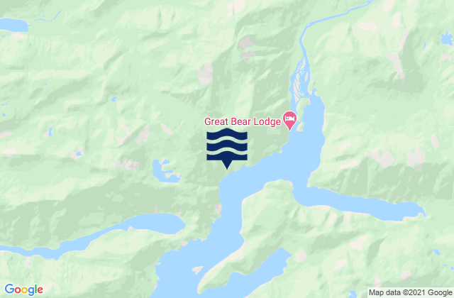 Mapa da tábua de marés em Smith Inlet, Canada