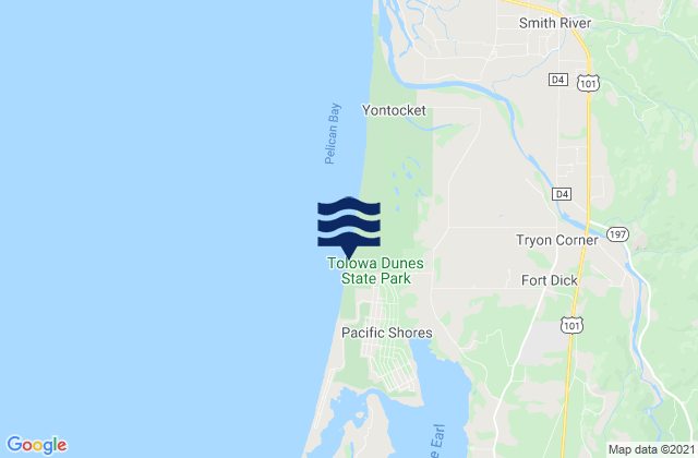 Mapa da tábua de marés em Smith River and Kellogg Rd, United States