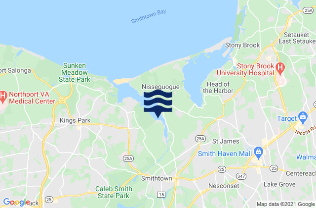 Mapa da tábua de marés em Smithtown, United States