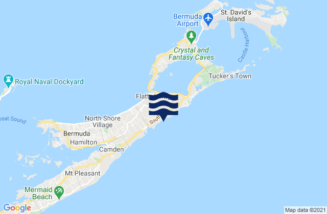 Mapa da tábua de marés em Smith’s Parish, Bermuda