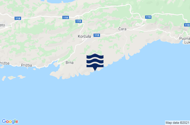 Mapa da tábua de marés em Smokvica, Croatia