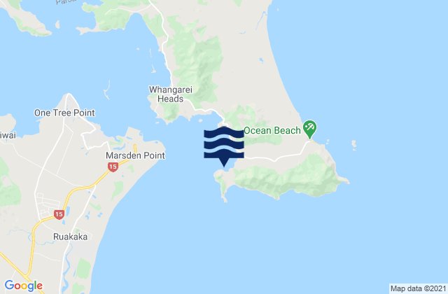 Mapa da tábua de marés em Smugglers Bay, New Zealand
