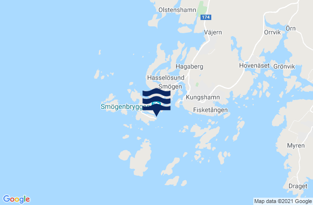 Mapa da tábua de marés em Smögen, Sweden
