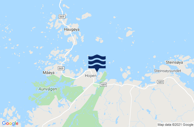Mapa da tábua de marés em Smøla, Norway