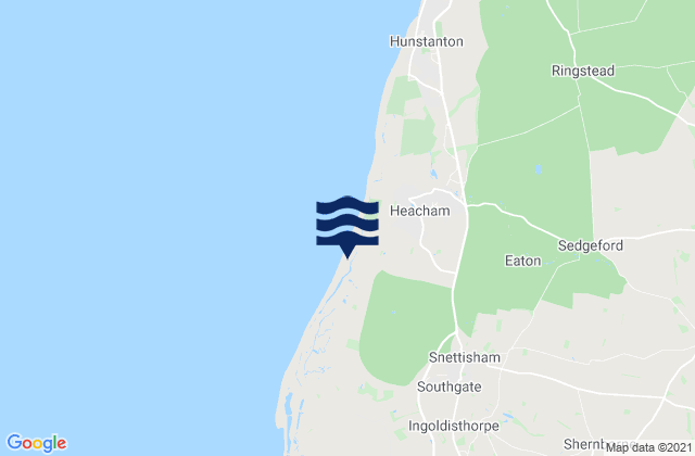 Mapa da tábua de marés em Snettisham, United Kingdom