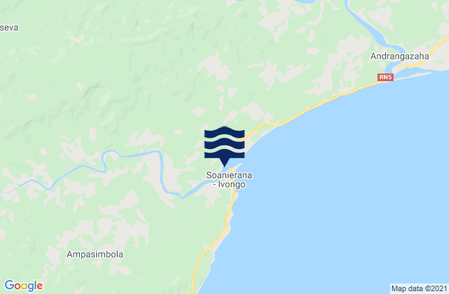 Mapa da tábua de marés em Soanierana Ivongo, Madagascar