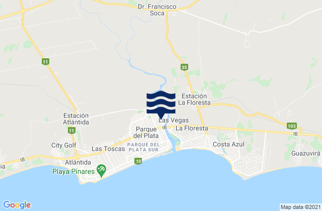 Mapa da tábua de marés em Soca, Uruguay
