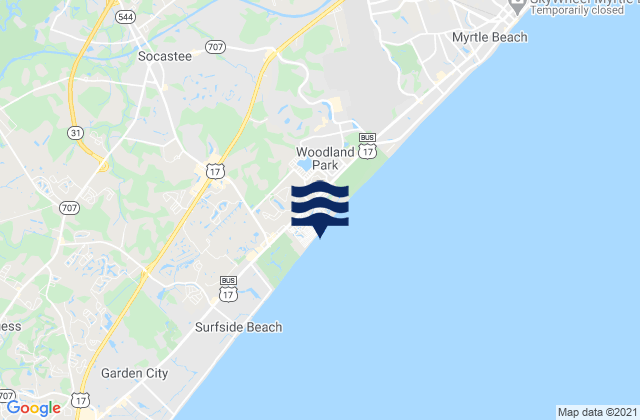 Mapa da tábua de marés em Socastee, United States